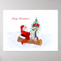 Santa Claus with Rabbit Fox and Squirrel