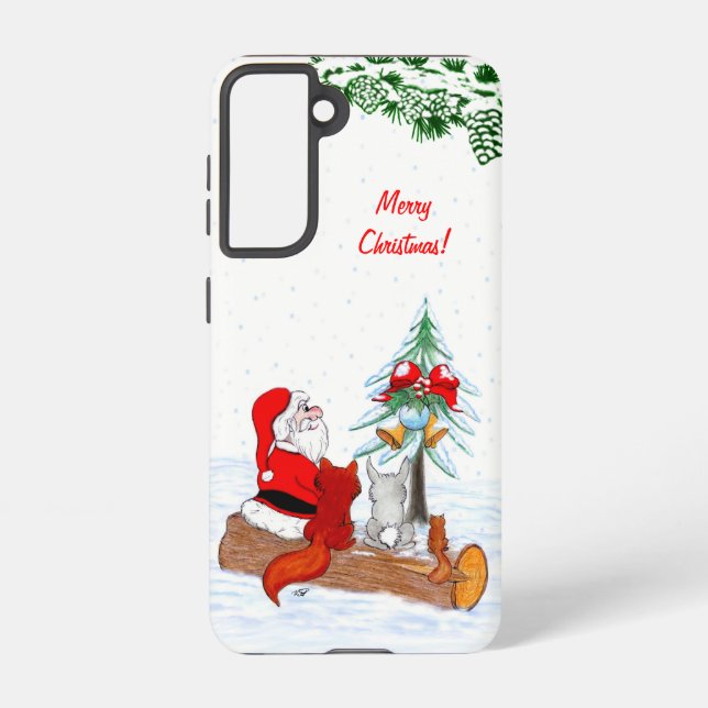 Santa Claus with Rabbit Fox and Squirrel Samsung Galaxy S21 Case (Back)