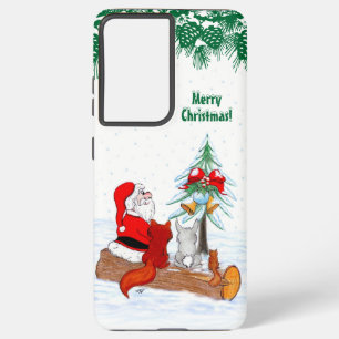 Santa Claus with Rabbit Fox and Squirrel Samsung Galaxy Case