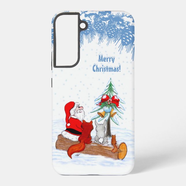Santa Claus with Rabbit Fox and Squirrel Samsung Galaxy S22+ Case (Back)
