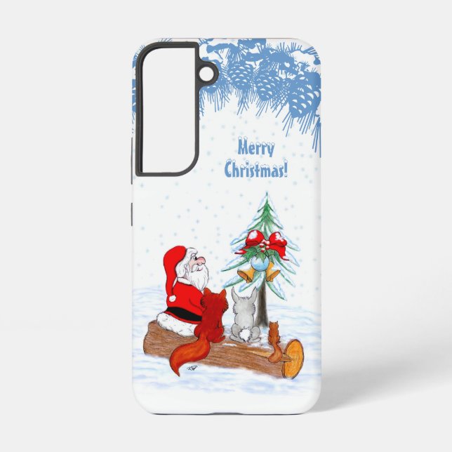 Santa Claus with Rabbit Fox and Squirrel Samsung Galaxy S22 Case (Back)