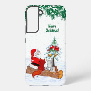 Santa Claus with Rabbit Fox and Squirrel Samsung Galaxy Case