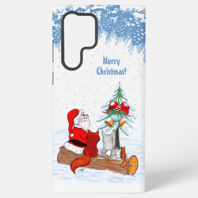 Santa Claus with Rabbit Fox and Squirrel Samsung Galaxy S22 Ultra Case (Back)