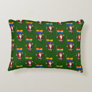 Santa Claus With Rainbow Flag Decorative Cushion
