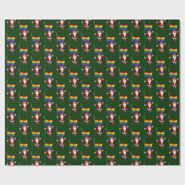Santa Claus With Rainbow Flag Wrapping Paper (Flat)