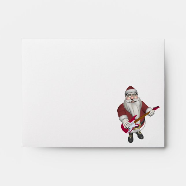Santa Claus With Red Electric Guitar Envelopes (Front)