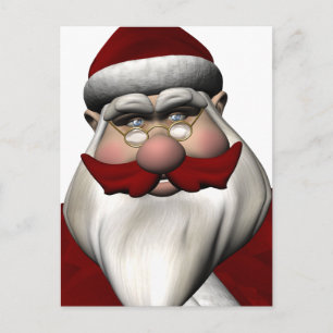Santa Claus With Red Moustache Holiday Postcard