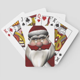 Santa Claus With Red Moustache Playing Cards
