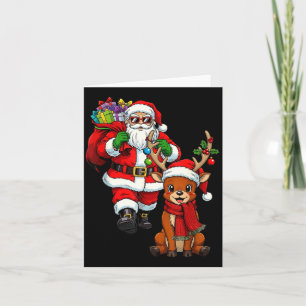 Santa Claus With Reindeer And Cool Christmas  Card