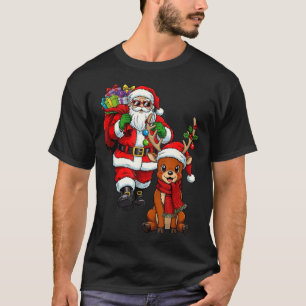 Santa Claus With Reindeer And Cool Christmas T-Shirt