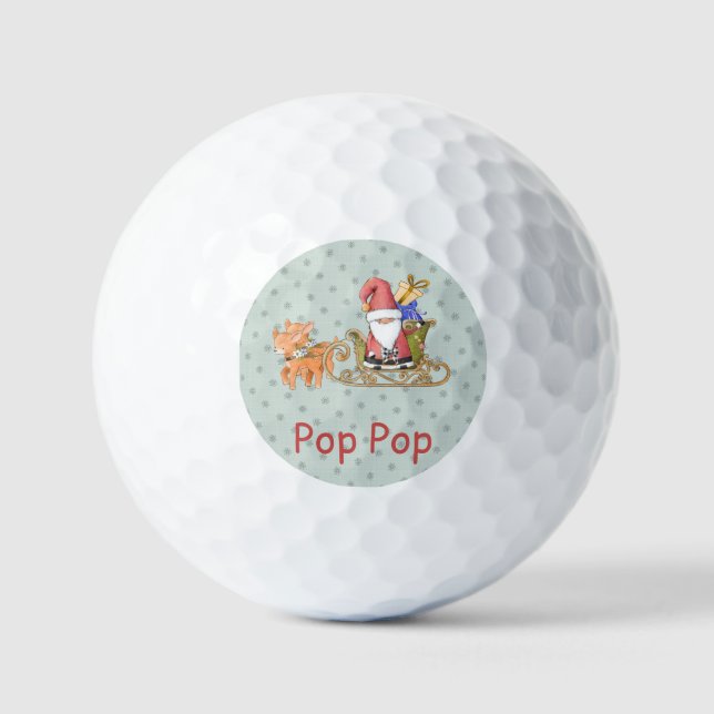 Santa Claus with Reindeer and Sleigh Custom   Golf Balls (Front)