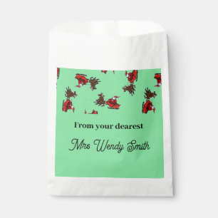 Santa Claus with sly on green Favour Bags