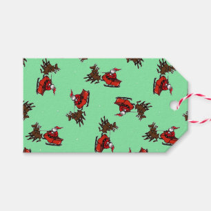 Santa Claus with sly on green Gift Tags