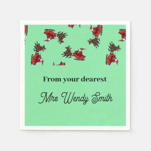 Santa Claus with sly on green Napkin