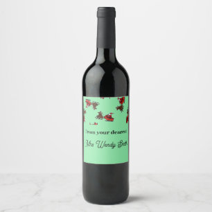 Santa Claus with sly on green Wine Label