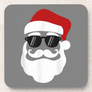 Santa Claus with Sunglasses Funny Christmas Design Coaster