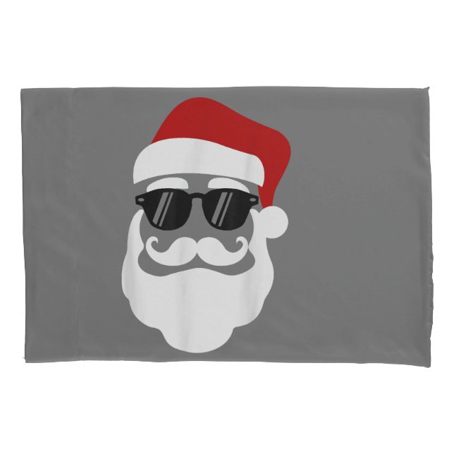 Santa Claus with Sunglasses Funny Christmas Design Pillowcase (Front)