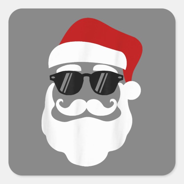 Santa Claus with Sunglasses Funny Christmas Design Square Sticker (Front)