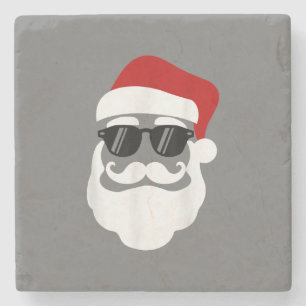 Santa Claus with Sunglasses Funny Christmas Design Stone Coaster
