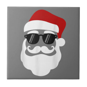 Santa Claus with Sunglasses Funny Christmas Design Tile