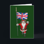 Santa Claus With Union Flag Of The UK Holiday Card<br><div class="desc">background color can be changed: CUSTOMIZE it
 father christmas visiting the european monarch united kingdom of great britain proudly waving the union jack 
 merry xmas and a happy new year! - god save the queen</div>