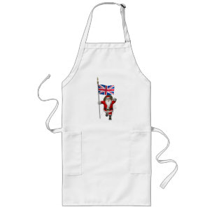 Santa Claus With Union Flag Of The UK Long Apron