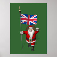 Santa Claus With Union Flag Of The UK