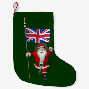 Santa Claus With Union Flag Of The UK Small Christmas Stocking