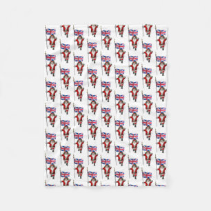 Santa Claus With Union Jack Fleece Blanket