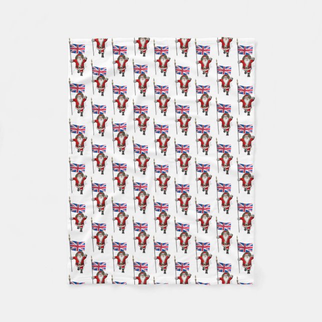 Santa Claus With Union Jack Fleece Blanket (Front)