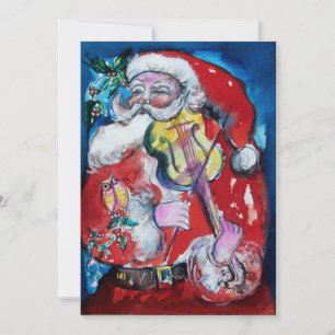 SANTA CLAUS WITH VIOLIN, CHRISTMAS PARTY INVITATION