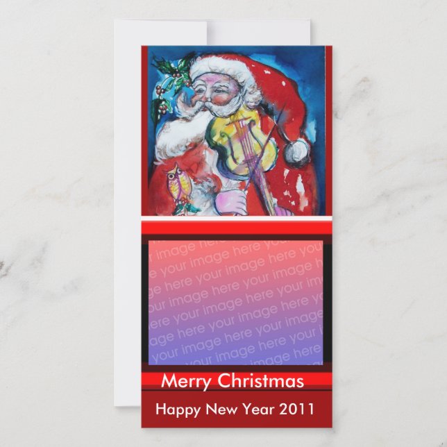 SANTA CLAUS WITH VIOLIN HOLIDAY CARD (Front)