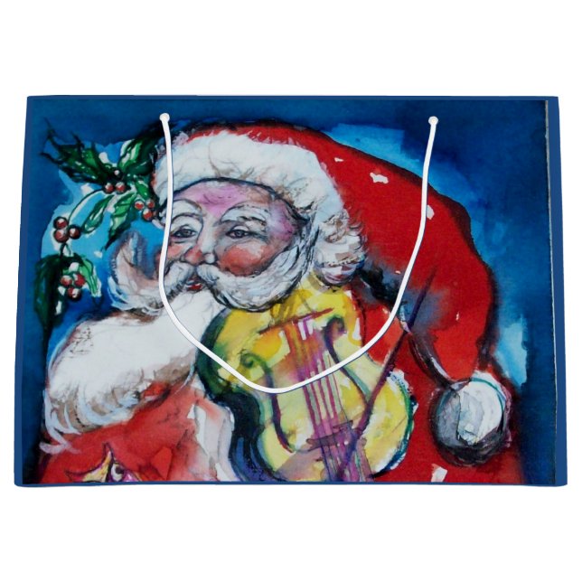 SANTA CLAUS WITH VIOLIN LARGE GIFT BAG (Front)