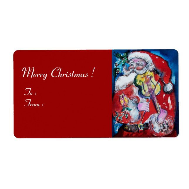 SANTA  CLAUS WITH VIOLIN Musical Christmas Red (Front)