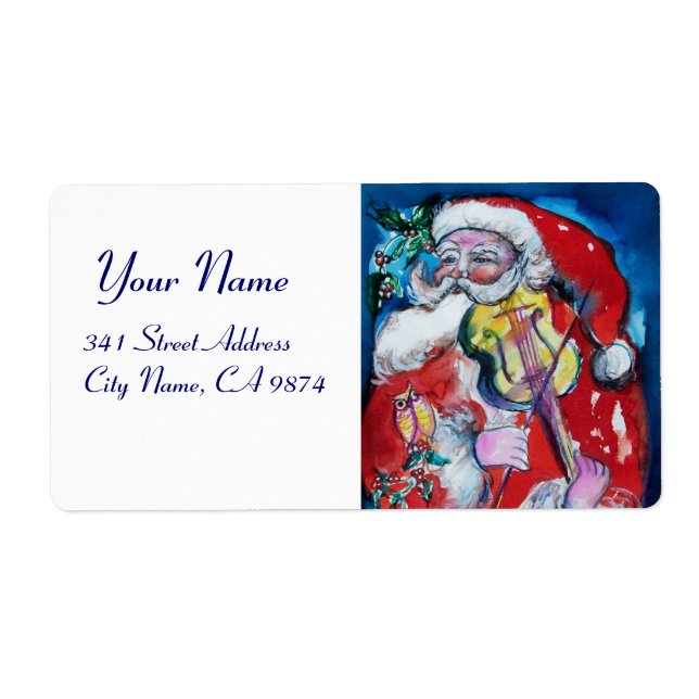 SANTA  CLAUS WITH VIOLIN Musical Christmas White (Front)