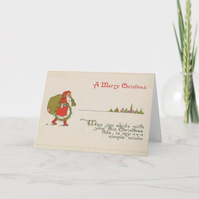 Santa Claus with Wreath Christmas Card (Front)