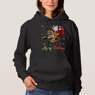 Santa Claus With Xmas Gift Riding Tiger Merry Chri Hoodie