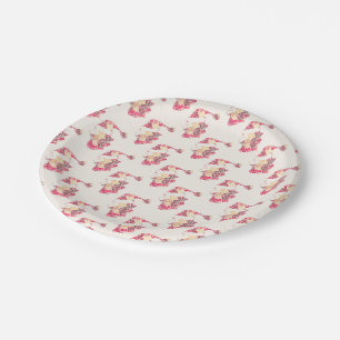 Santa Claus Word Cloud Ho Typography Red White Paper Plate