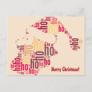 Santa Claus wordcloud Ho Ho Ho Holiday Postcard