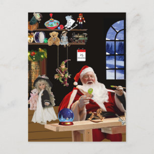 Santa Claus Workshop Holiday Postcard