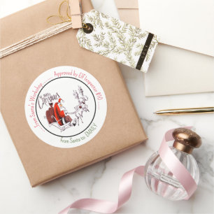 Santa Claus Workshop Santa Riding Reindeer  Classic Round Sticker