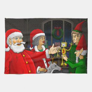 Santa Claus Workshop Tea Towel