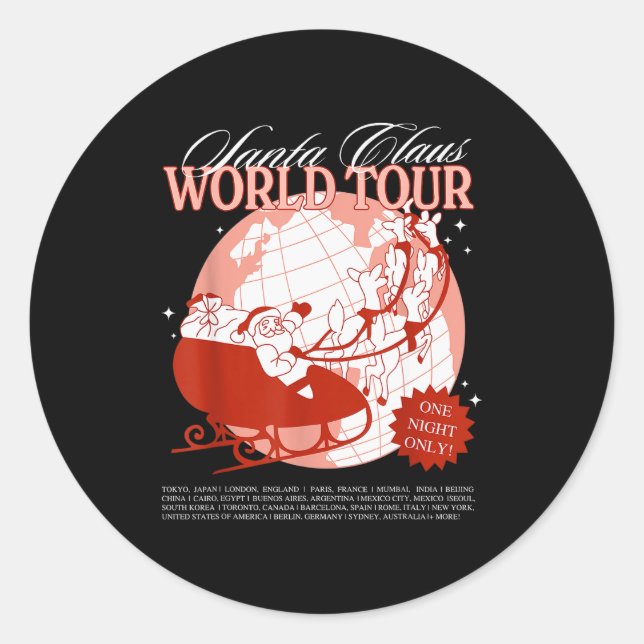 Santa Claus World Tour Christmas Xmas Holiday Paja Classic Round Sticker (Front)
