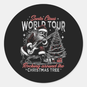 Santa Claus World Tour Rocking Around The Christma Classic Round Sticker