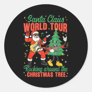 Santa Claus World Tour Rocking Around The Christma Classic Round Sticker
