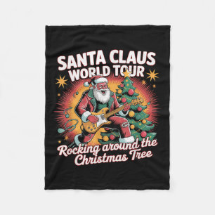 Santa Claus World Tour Rocking Around The Christma Fleece Blanket