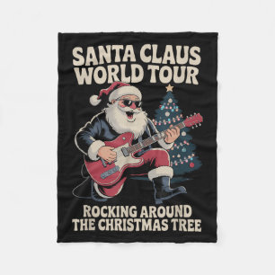 Santa Claus World Tour Rocking Around The Christma Fleece Blanket