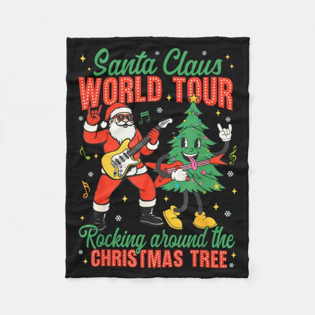Santa Claus World Tour Rocking Around The Christma Fleece Blanket (Front)