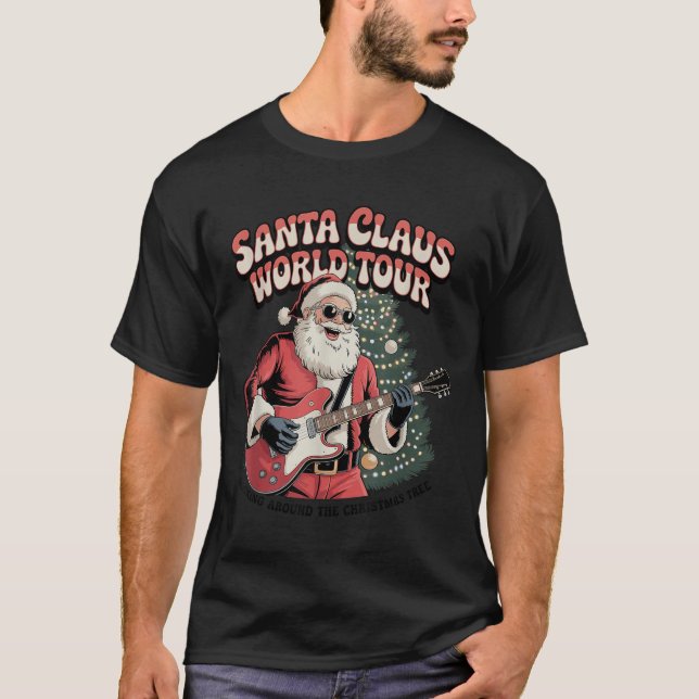 Santa Claus World Tour Rocking Around The Christma T-Shirt (Front)