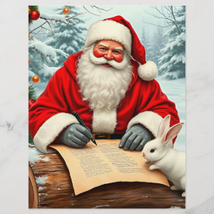 Santa Claus Writing a Letter in a Snowy Forest Custom Letterhead